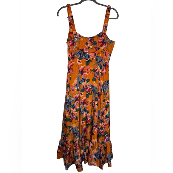 🌸Likely Kimbell Tiered Floral Midi Dress Orange Multicolor Size 6🌸 - Picture 4 of 5